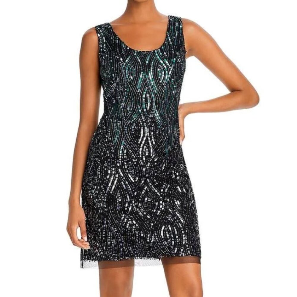 Aidan Mattox Beaded Sleeveless Cocktail Mini Dress Holiday Season New Year's Eve